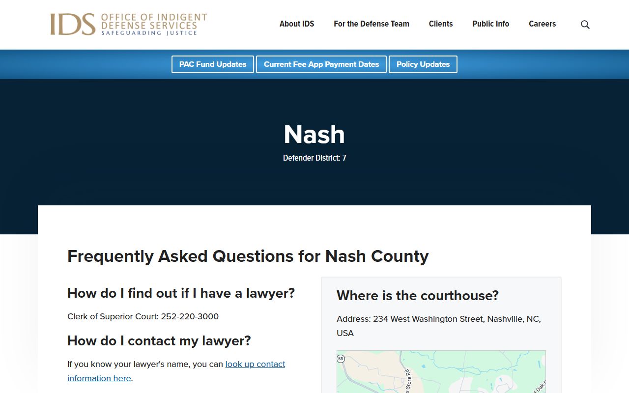 Nash County Clerk of Superior Court Indigent Defense Services Nash County page