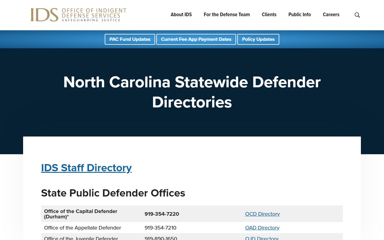 Nash County Clerk of Superior Court North Carolina defender directories