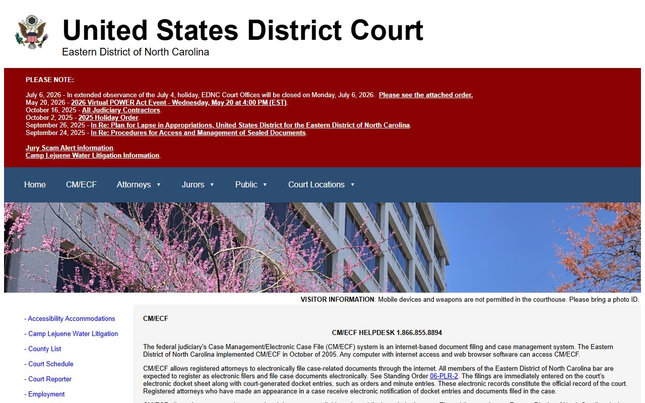 Nash County court dockets Eastern District CM ECF information