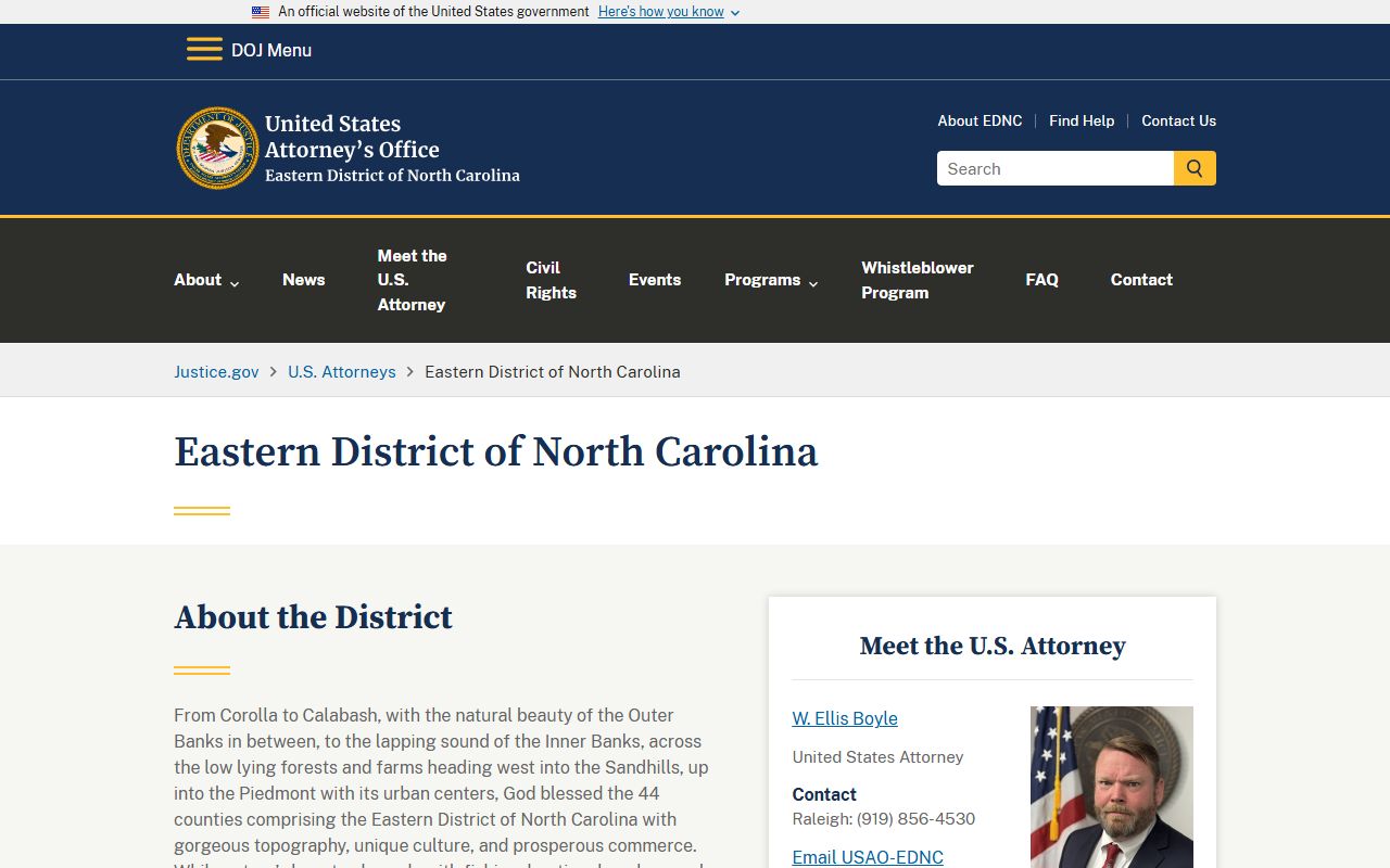 Nash County court dockets US Attorney Eastern District of North Carolina