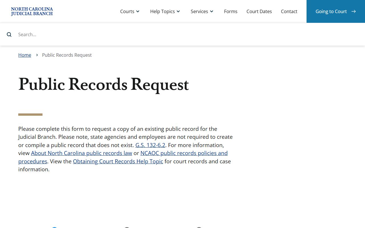 Nash County court records Judicial Branch public records request form