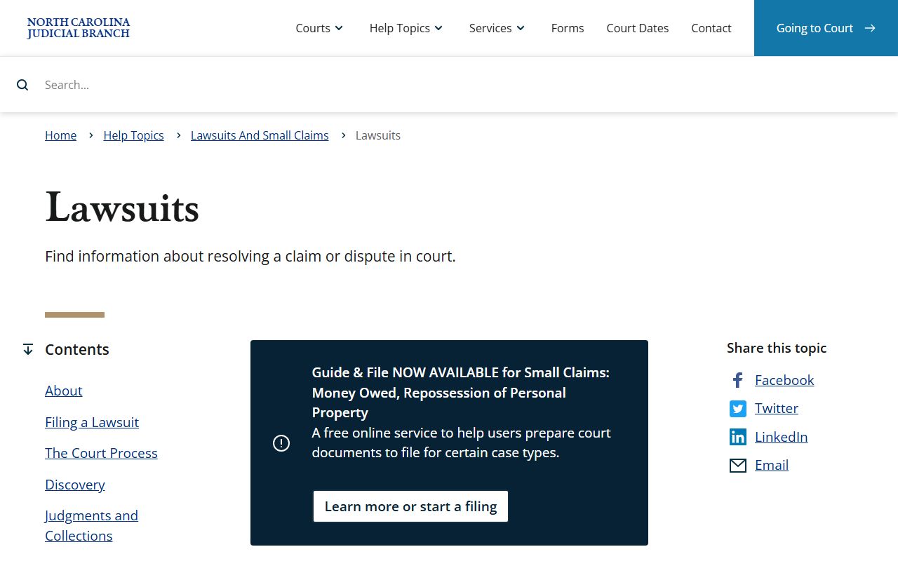 Nash County District Court civil lawsuit jurisdiction help topic