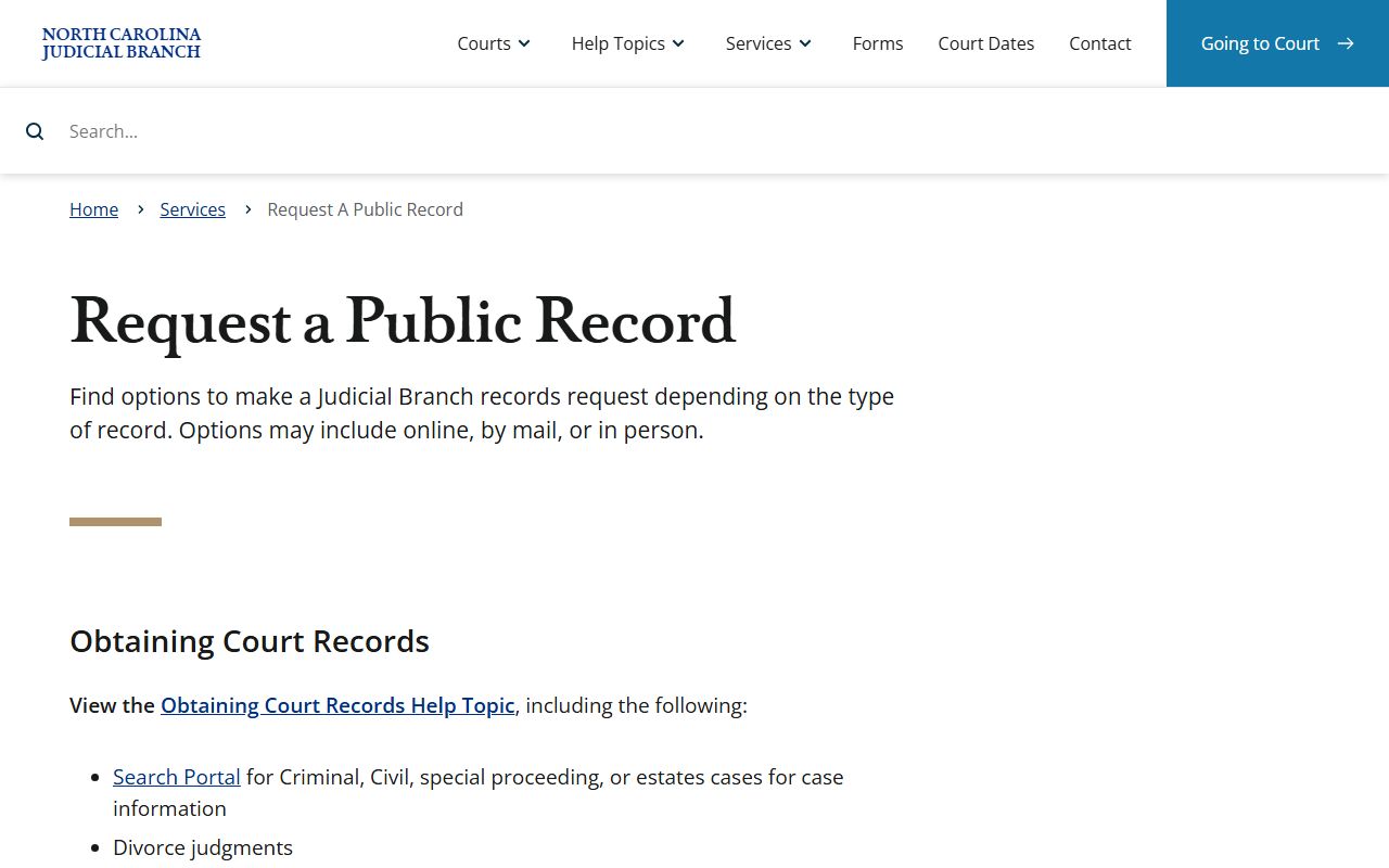 Nash County court records public records request routing