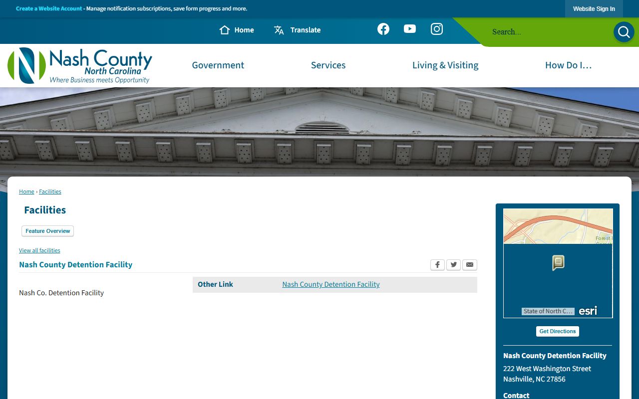 Nash County inmate records detention facility listing