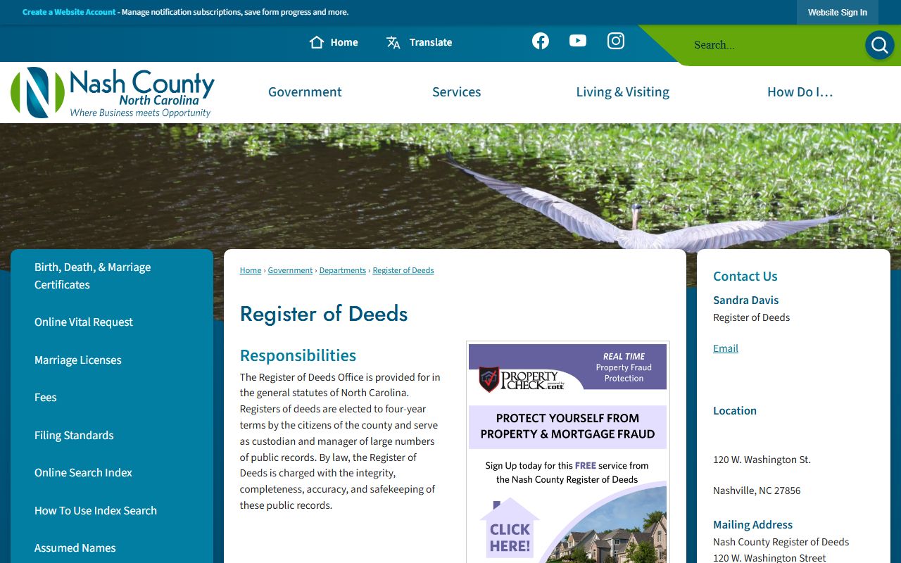 Nash County marriage records Register of Deeds eSearch