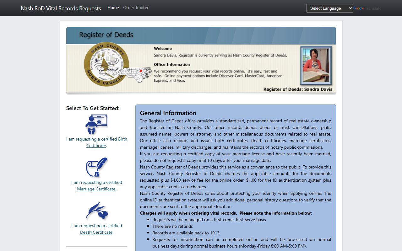 Nash County probate records Permitium vital records portal